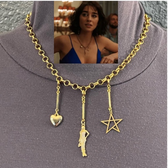 The White Lotus Lucia Greco 7 Detachable Gold Charms Necklace, Handmade Replica - Picture 10 of 16